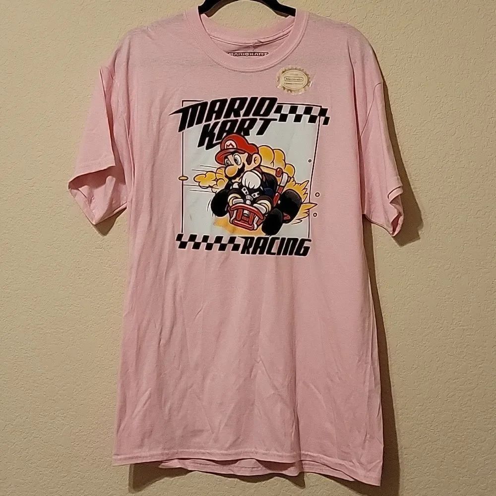 Mario Kart Racing Pink t-shirt Size Lg Official Nintendo Licensed